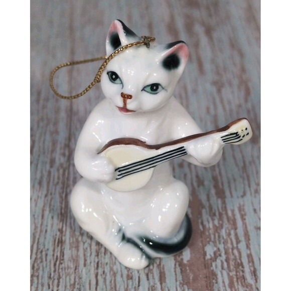 Vintage Porcelain Cat Orchestra Band 5 Miniature Figurines Ornaments Bone China - Picture 15 of 17